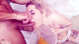 kyra mixes sex cocktails backstage in reality porn show with gangbang crew