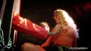 horny prisoner rides cowgirl on two naughty blonde sluts with big tits glasses in steamy prison ffm threesome