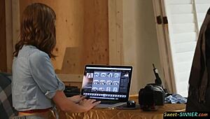 Classy teen model seduces photographer into wet pussy fantasy fuck