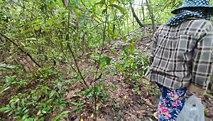amateur thai villagers fuck hard in public forest 4k outdoor creampie