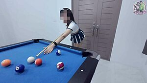 Thai Pool Table Climb Turns Into Hard Bent-Over Pounding With Moans