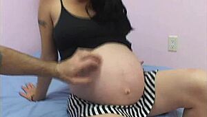 barefoot pregnant ebony sluts bounce huge bellies riding cock giving everything