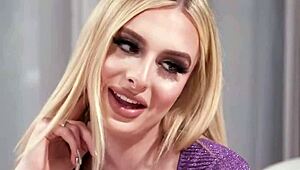 busty shemale ivory mayhem licks asian pussy before banging her hard