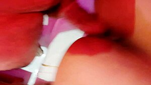 young mexican bbw's tight wet pussy gaped doggystyle by boyfriend on bed