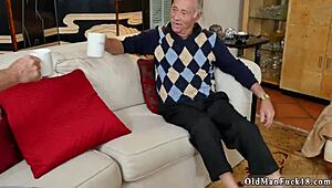 Old Man Licks Then Fucks Young Brunette's Big Ass