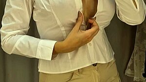 wanna see this sexy blonde teacher flashing her big tits in see-through uniform?