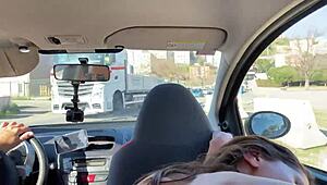 uber driver soaks from beautiful latina squirter's wet pussy gushing during backseat doggystyle fuck