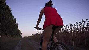 i can't stop teasing you with my panty flashes during this hot upskirt bike ride ass worship