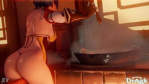 xiangling's first anal ass fuck on kitchen floor genshin impact