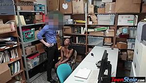 WOW, Big Boobed Ebony Teen Thief Fucks Officer On CCTV After Caught!