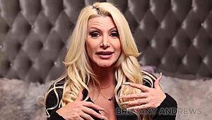 busty blonde brittany andrews teases her curves before fingering wet pussy in lingerie heels