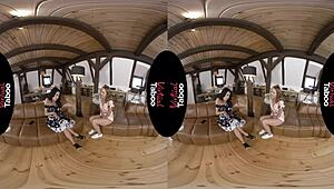 Virtual Taboo Brunette Gropes Shaved Pussy Big Tits Big Ass Masturbating at Home