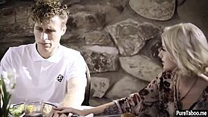 Why does this weird stepson bang his milf stepmom and her blonde teen daughter together?