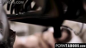 cash paid brunette takes raw bareback pounding from huge cock