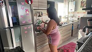 Chubby girl farts loud baking those cute cupcakes!