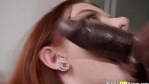 Teen stepdaughter spreads shaved pussy for stepdad's massive black cock