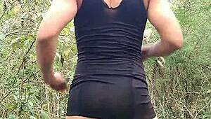 Showing off my hungry little ass in the woods