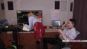 Faith unbuttons her blouse, surrendering to taboo mom freeuse fantasy.