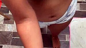 colombian neighbor washes clothes then gets fucked for payment