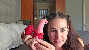 bbw unboxes toys masturbates fat pussy clit vibrator pigtails closeup