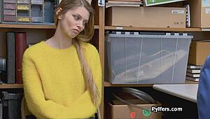 russian shoplifter's big tits bounce during hard bust pounding