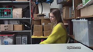 russian shoplifter's big tits bounce during hard bust pounding