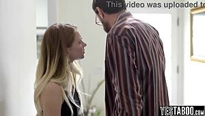 mature stepdad comforts petite teen stepdaughter using his big throbbing dick