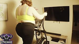 late for workout? nathalie presley takes monster BBC bareback from stacxxxs 💦🍆