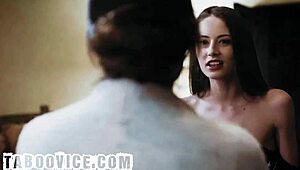 Stepdad Spots Wife and Stepdaughter Licking Pussies in Bed Then Joins Rough Threesome Action