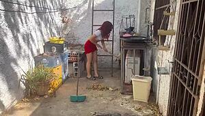 Stepdaughter's Skirt-Clad Ass In Patio Drives Me Wild!